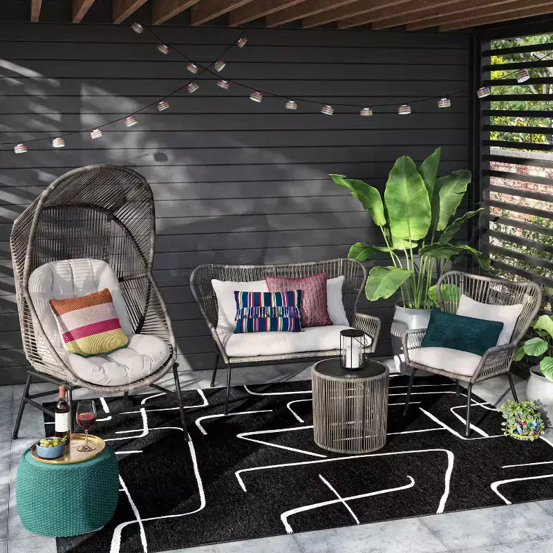 Steel and Wicker Latigo Rust Resistant Outdoor Patio Loveseat Arm Chair Gray - Threshold™