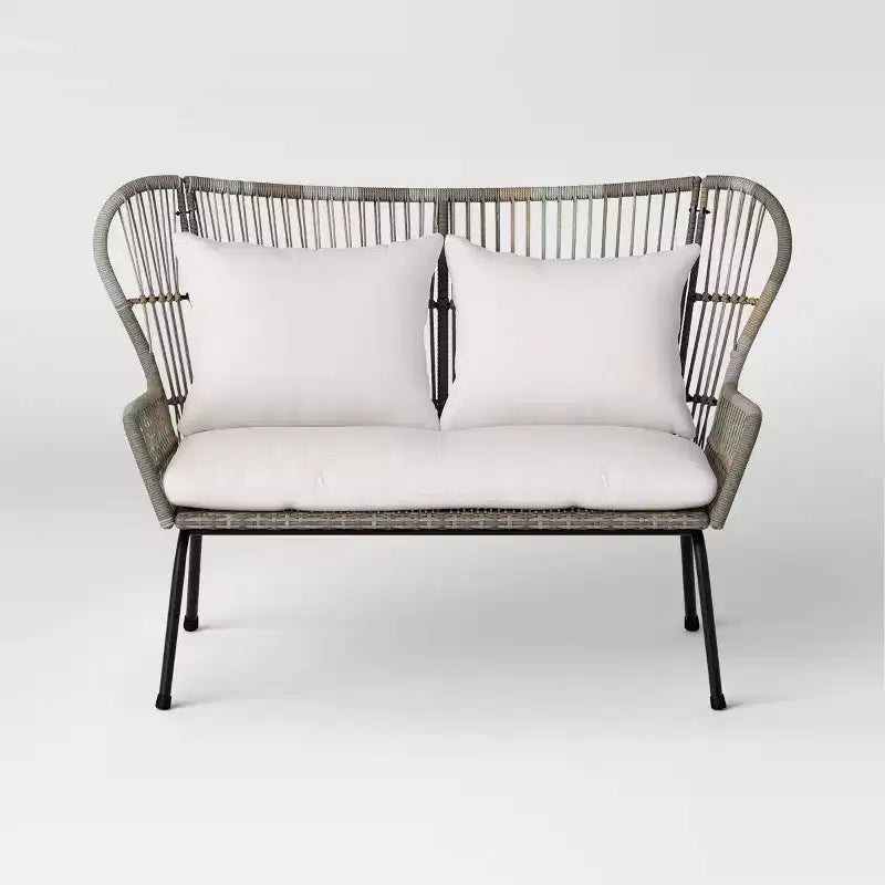 Steel and Wicker Latigo Rust Resistant Outdoor Patio Loveseat Arm Chair Gray - Threshold™