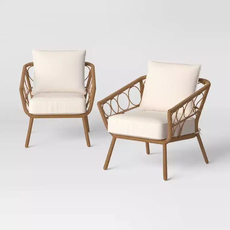 2pc Steel Rust Resistant Outdoor Patio Club Chairs Brown - Threshold™