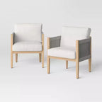 2pc Steel Pasadena Outdoor Club Patio Chairs Gray - Threshold™ designed with Studio McGee