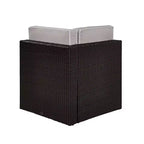 Palm Harbor Outdoor Wicker Corner Chair - Gray - Crosley: Steel Frame, UV-Resistant, Polyester Cushions
