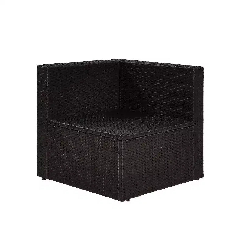 Palm Harbor Outdoor Wicker Corner Chair - Gray - Crosley: Steel Frame, UV-Resistant, Polyester Cushions