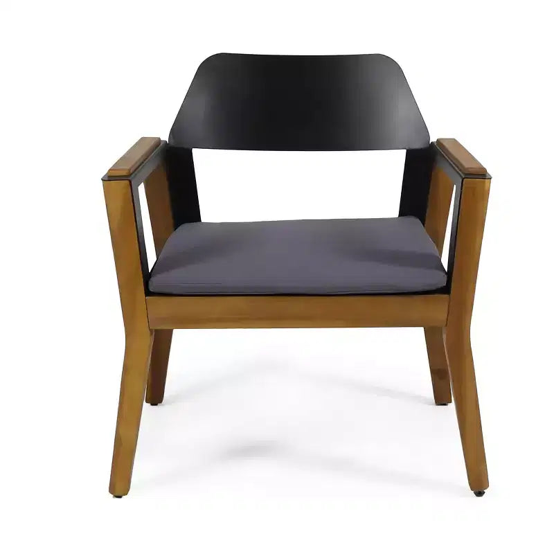 Set di 4 poltrone da esterno Soho in legno di acacia con cuscini - Teak/Nero/Grigio Scuro - Christopher Knight Home