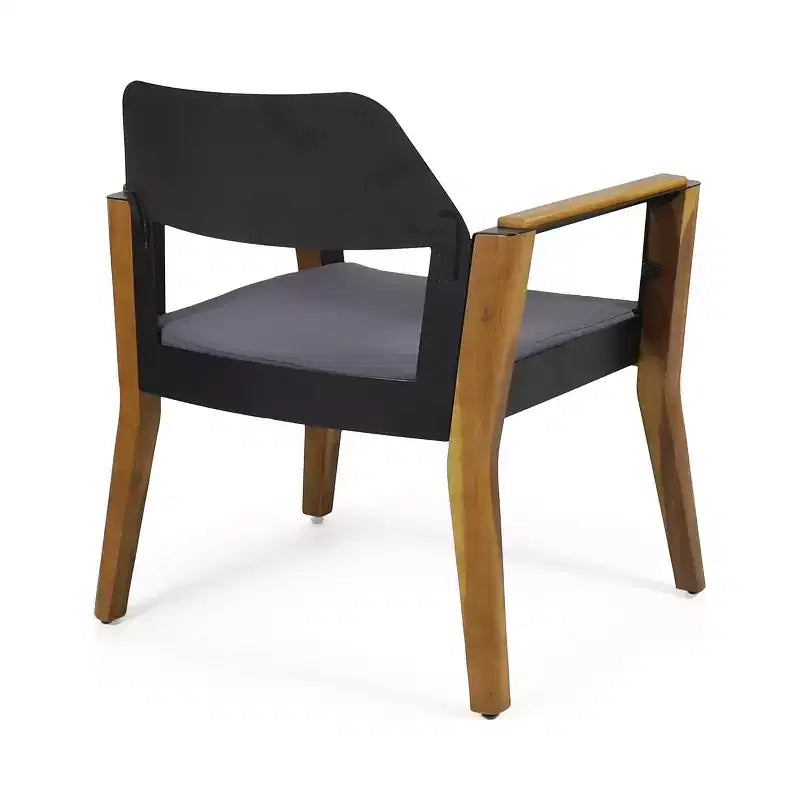 Set di 4 poltrone da esterno Soho in legno di acacia con cuscini - Teak/Nero/Grigio Scuro - Christopher Knight Home