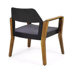 Set di 4 poltrone da esterno Soho in legno di acacia con cuscini - Teak/Nero/Grigio Scuro - Christopher Knight Home