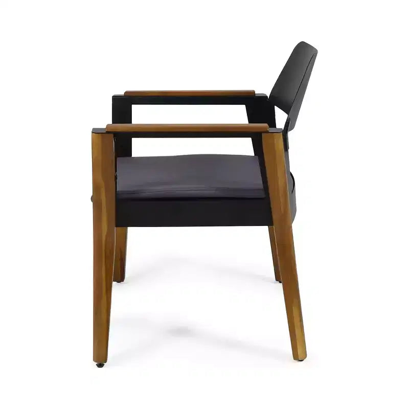 Set di 4 poltrone da esterno Soho in legno di acacia con cuscini - Teak/Nero/Grigio Scuro - Christopher Knight Home