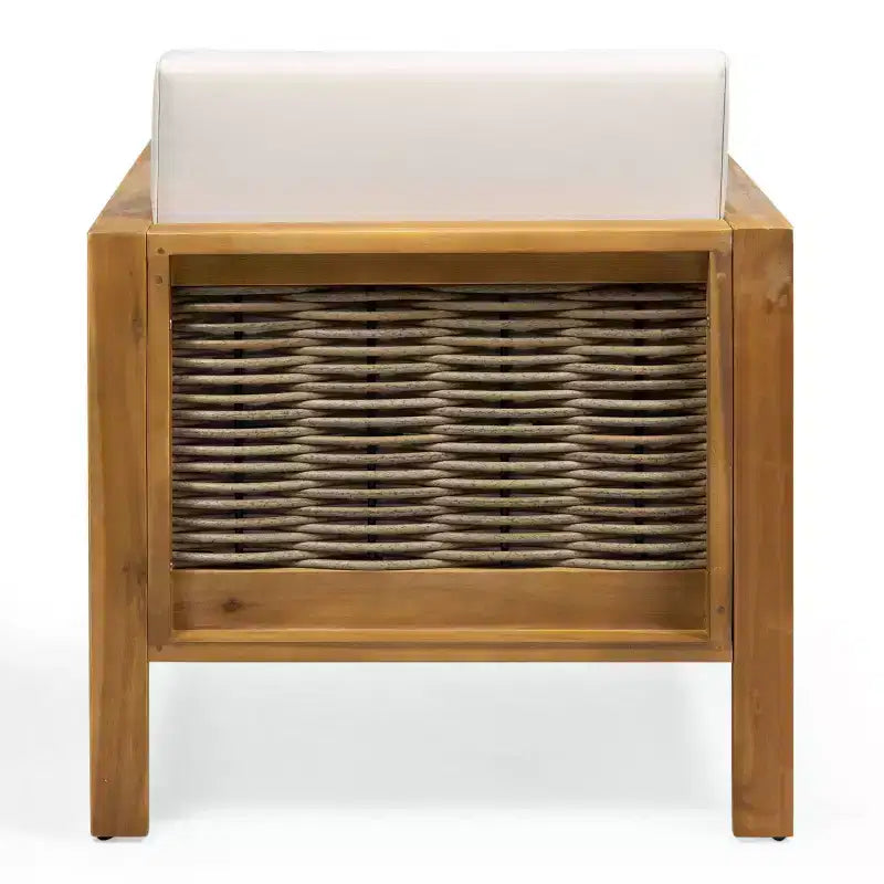 Linwood 2pk Outdoor Acacia Wood Club Chairs with Wicker Accents - Teak/Brown/Beige - Christopher Knight Home