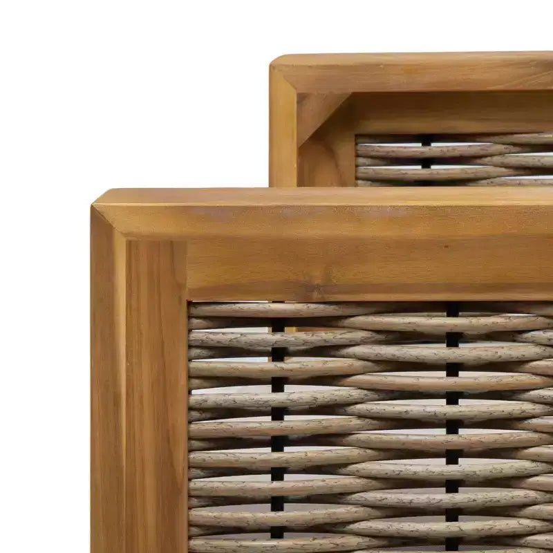 Linwood 2pk Outdoor Acacia Wood Club Chairs with Wicker Accents - Teak/Brown/Beige - Christopher Knight Home