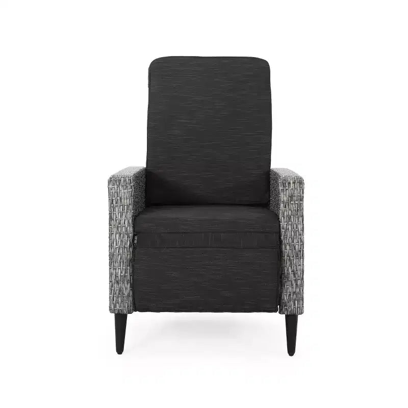 Murdock Outdoor Wicker Recliner: Water-Resistant, UV-Resistant, Push-Back, Polyester Cushion - Christopher Knight Home