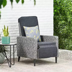 Murdock Outdoor Wicker Recliner: Water-Resistant, UV-Resistant, Push-Back, Polyester Cushion - Christopher Knight Home
