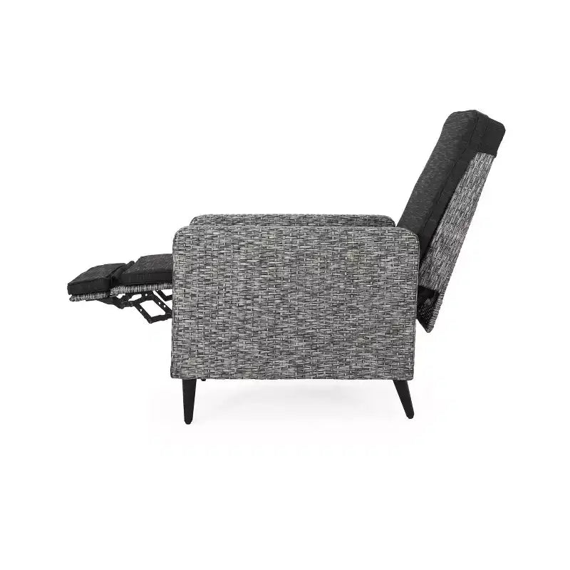 Murdock Outdoor Wicker Recliner: Water-Resistant, UV-Resistant, Push-Back, Polyester Cushion - Christopher Knight Home