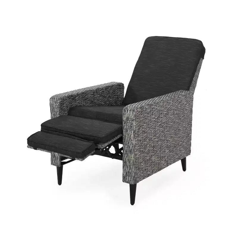 Murdock Outdoor Wicker Recliner: Water-Resistant, UV-Resistant, Push-Back, Polyester Cushion - Christopher Knight Home