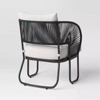 2pc Steel Mackworth Rope Outdoor Patio Club Chairs Black - Threshold™: Weather-Resistant Steel Frame, Polyester Cushions