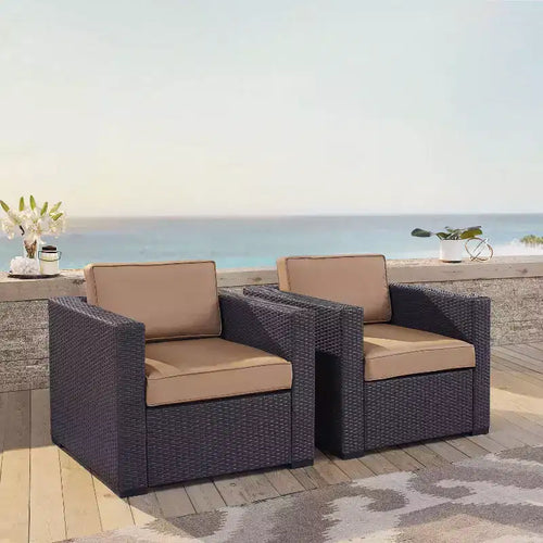 Sedie da esterno Biscayne 2 pz in vimini - Mocha - Crosley