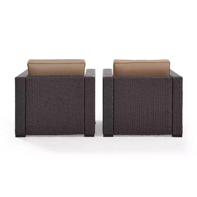 Biscayne 2pc Outdoor Wicker Chairs - Mocha - Crosley