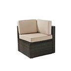 Palm Harbor Outdoor Wicker Corner Chair - Sand - Crosley: Rattan Patio Furniture, UV-Resistant