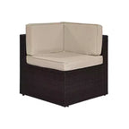 Palm Harbor Outdoor Wicker Corner Chair - Sand - Crosley: Rattan Patio Furniture, UV-Resistant