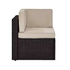 Palm Harbor Outdoor Wicker Corner Chair - Sand - Crosley: Rattan Patio Furniture, UV-Resistant