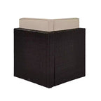 Palm Harbor Outdoor Wicker Corner Chair - Sand - Crosley: Rattan Patio Furniture, UV-Resistant