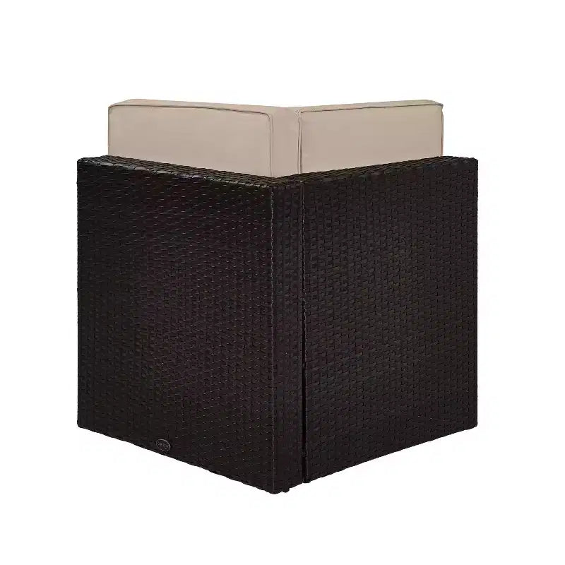 Palm Harbor Outdoor Wicker Corner Chair - Sand - Crosley: Rattan Patio Furniture, UV-Resistant