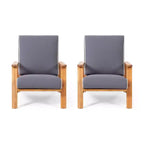 Paloma 2pk Outdoor Acacia Wood Club Chairs with Cushions - Teak/Dark Gray - Christopher Knight Home