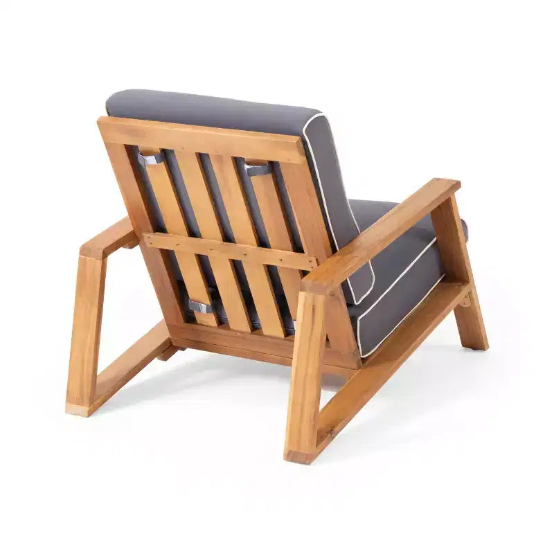 Paloma 2pk Outdoor Acacia Wood Club Chairs with Cushions - Teak/Dark Gray - Christopher Knight Home