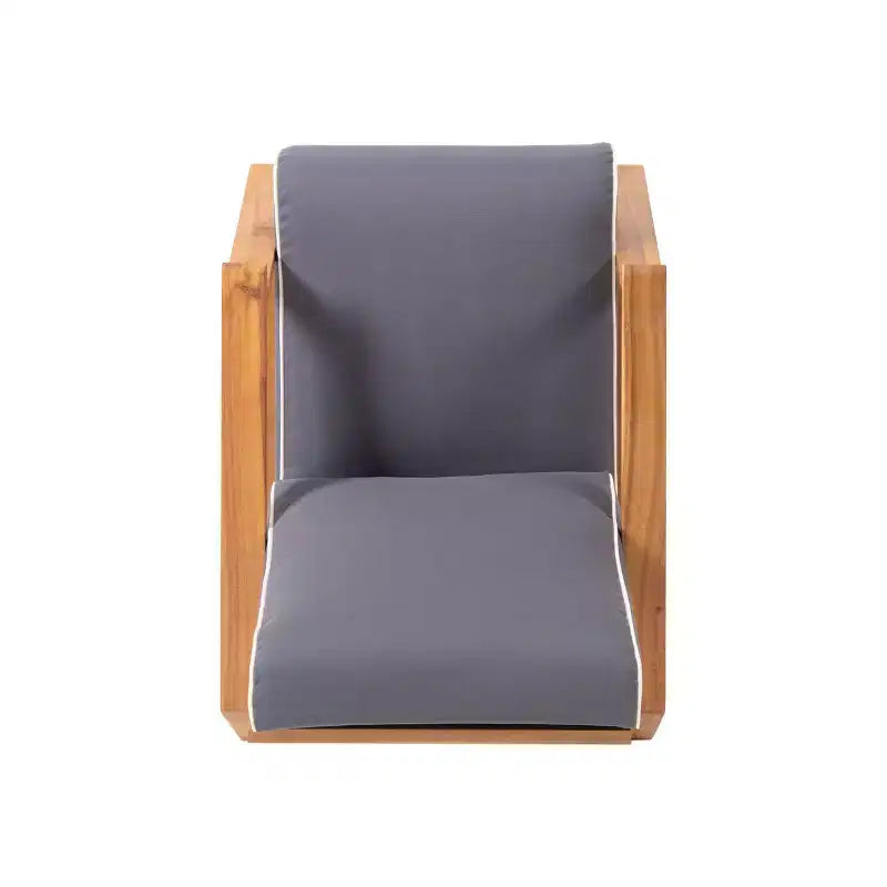 Paloma 2pk Outdoor Acacia Wood Club Chairs with Cushions - Teak/Dark Gray - Christopher Knight Home