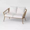 Steel and Wicker Britanna Rust Resistant Outdoor Patio Loveseat Arm Chair Light Brown - Threshold™