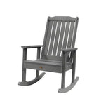 Lehigh 2pk Rocking Chairs with 1 Adirondack Side Table Coastal Teak Gray- Highwood: Outdoor Patio Furniture Set