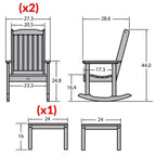 Lehigh 2pk Rocking Chairs with 1 Adirondack Side Table Coastal Teak Gray- Highwood: Outdoor Patio Furniture Set