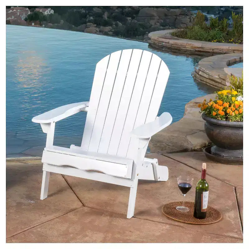 Hayle Reclining Wood Adirondack Chair with Footrest - White - Christopher Knight Home: Outdoor Patio Seating, Weather-Resistant