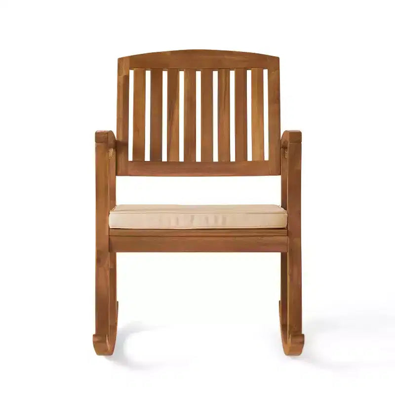 Sedia a dondolo Selma Acacia con cuscino: resistente alle intemperie, movimento delicato - Christopher Knight Home