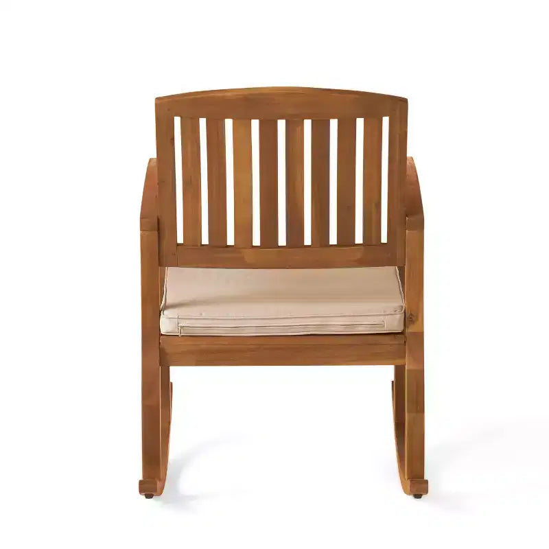 Sedia a dondolo Selma Acacia con cuscino: resistente alle intemperie, movimento delicato - Christopher Knight Home