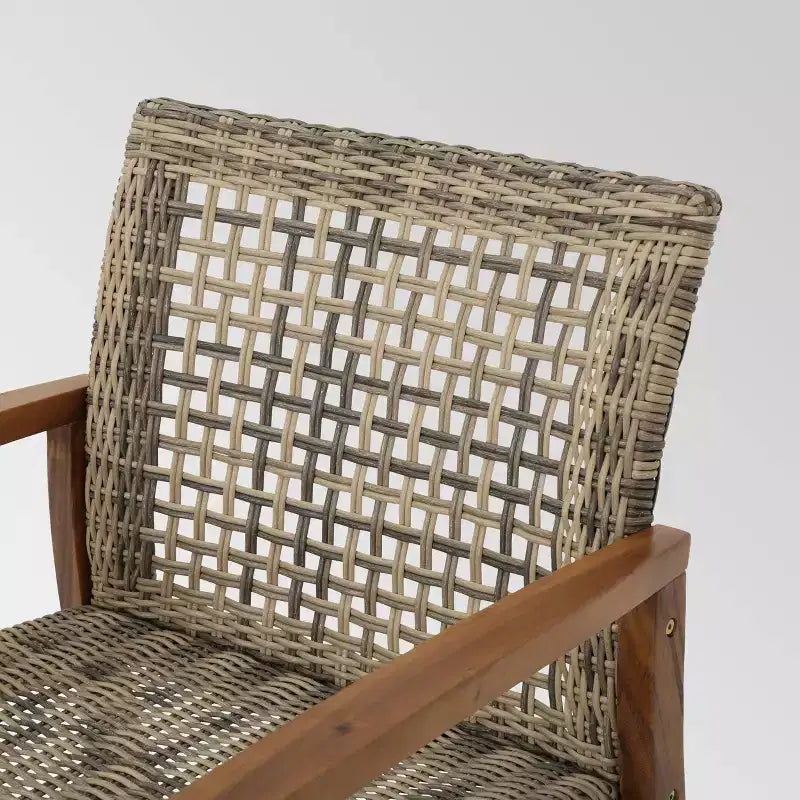 Poltrone Club Wicker Mid-Century Hampton 4pz: Legno di acacia e Struttura in ferro - Christopher Knight Home