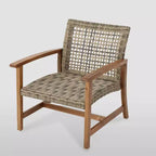 Poltrone Club Wicker Mid-Century Hampton 4pz: Legno di acacia e Struttura in ferro - Christopher Knight Home