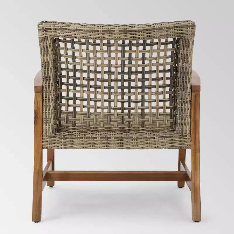 Poltrone Club Wicker Mid-Century Hampton 4pz: Legno di acacia e Struttura in ferro - Christopher Knight Home