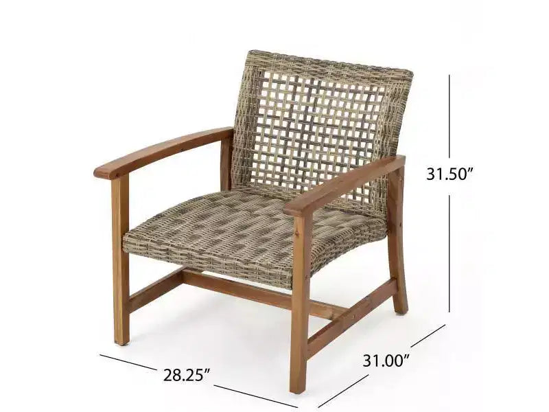 Poltrone Club Wicker Mid-Century Hampton 4pz: Legno di acacia e Struttura in ferro - Christopher Knight Home