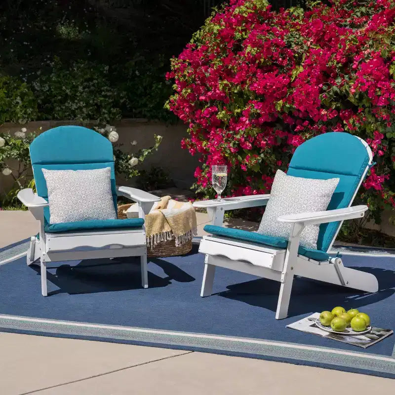 Malibu 2 sedie Adirondack in acacia - Bianco/Verde acqua - Christopher Knight Home