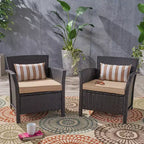 St Lucia 2pc Wicker Club Chairs: Cushioned, Weather-Resistant - Christopher Knight Home