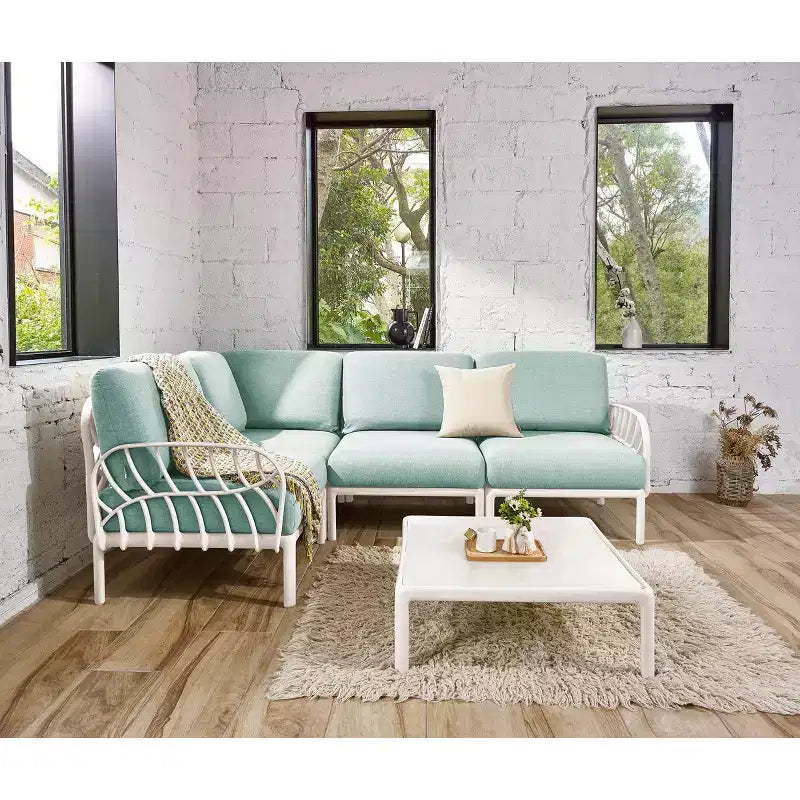 Laurel Outdoor Club Chair with Cushion - White/Seafoam - Lagoon