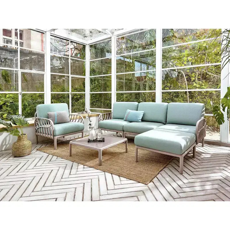 Poltrona angolare da esterno Laurel con cuscino - Grigio/Verde acqua - Lagoon