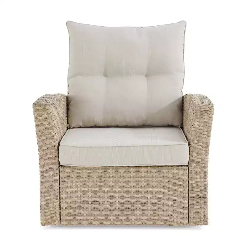 Poltrona da Esterno Canaan in Vimini per Tutte le Stagioni con Cuscini Marrone - Alaterre Furniture: Poltrona da Esterno, Resistente alle Intemperie