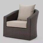 Darius Wicker Swivel Club Chair: Christopher Knight Home, Cushioned, Weather-Resistant Patio Furniture