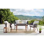 2pk All-Weather Wicker Athens Outdoor Chairs with Cushions Brown - Alaterre Furniture: Sturdy Patio Seating