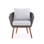 2pk All-Weather Wicker Athens Outdoor Chairs with Cushions Brown - Alaterre Furniture: Sturdy Patio Seating