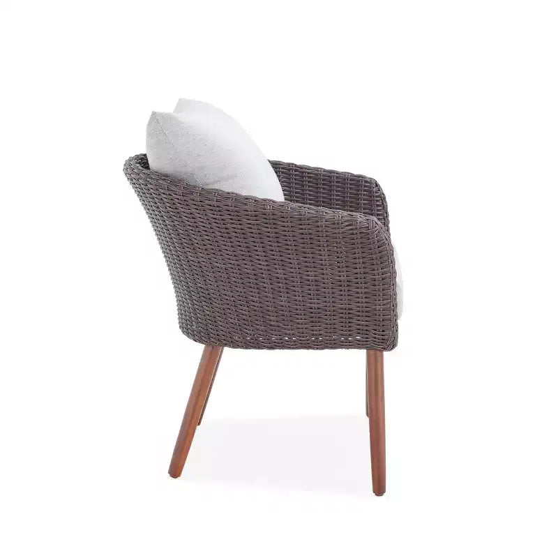 2pk All-Weather Wicker Athens Outdoor Chairs with Cushions Brown - Alaterre Furniture: Sturdy Patio Seating