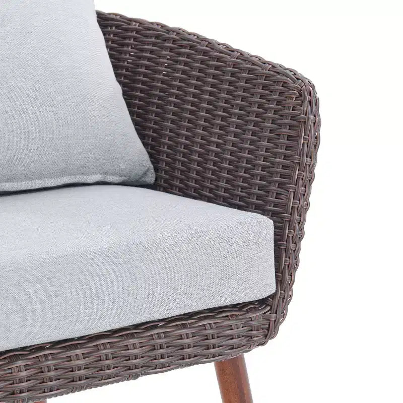 2pk All-Weather Wicker Athens Outdoor Chairs with Cushions Brown - Alaterre Furniture: Sturdy Patio Seating