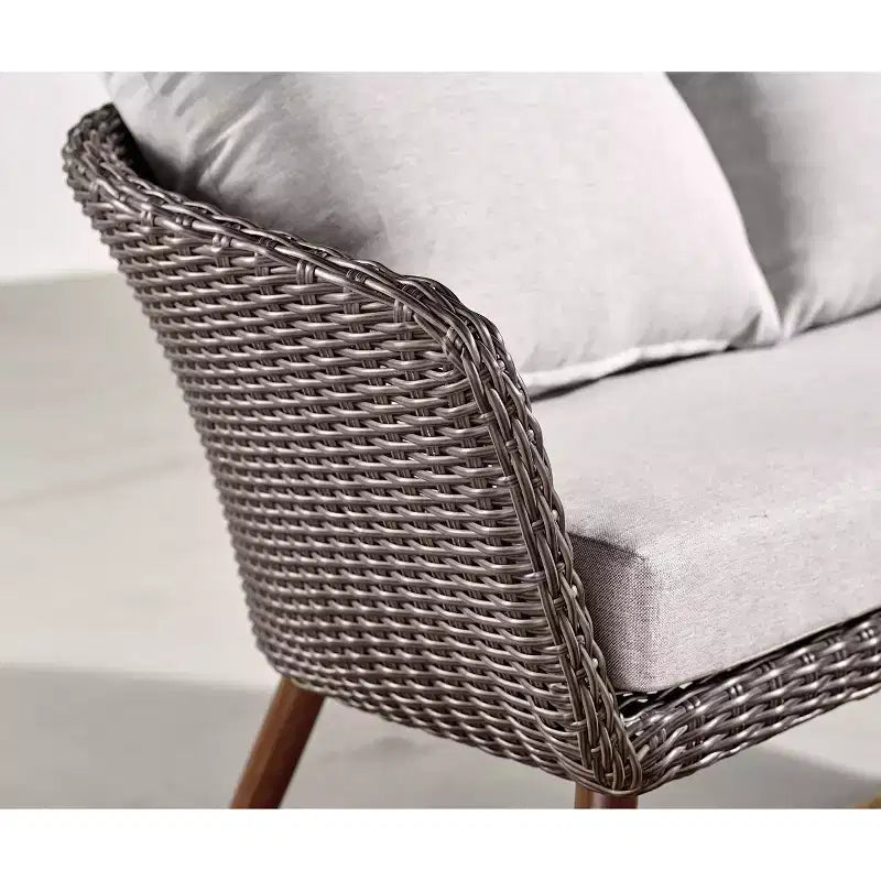2pk All-Weather Wicker Athens Outdoor Chairs with Cushions Brown - Alaterre Furniture: Sturdy Patio Seating