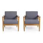 Magnolia 2pc Patio Acacia Wood Club Chairs: Water-Resistant Cushions - Christopher Knight Home