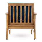 Perla 4pk Acacia Wood Club Chairs - Teak/Blue - Christopher Knight Home